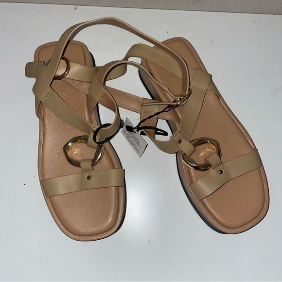 Zara Leather Embellished Flatform Sandals NWT - Picture 5 of 7